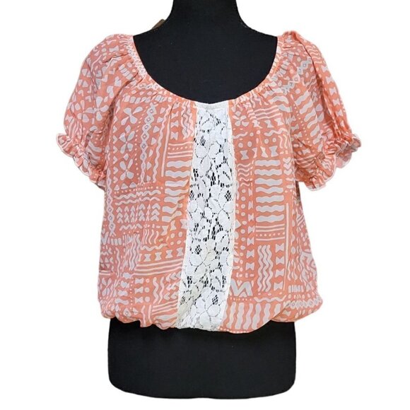 Penelope Semi-Sheer, Blouson Style, Cropped Women's Top, Size XL - Picture 1 of 7